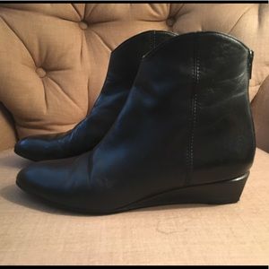 Stuart Weitzman Black Wedge-Heel Ankle Boots